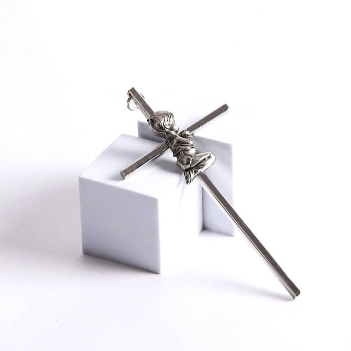 Swanson Christian Products - Wholesale Wall Cross - Wall Cross Baptism Boy Silver 6"
