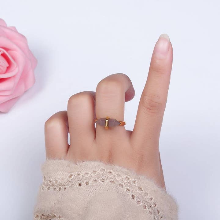 Aim Eternal - Wholesale Single Stone/Solitaire Ring - 14K Gold Filled Natural Gemstone Pointed Wand Ring | O688 - O69713