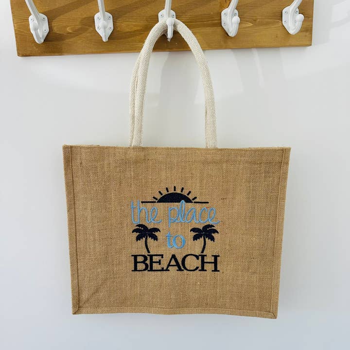 Jutetasche „The Place to Beach“ für den Großhandel von L'atelier d'Emilie