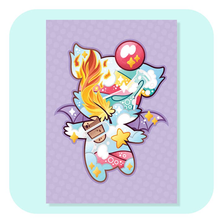 Magische silhouetten Moogle A4-print voor wholesale door Gilles Bone Illustrations