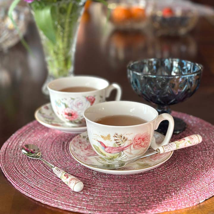 STP - Wholesale Tea Set - Vintage Style Birds Porcelain Cup and Saucer Set in Gift Box5