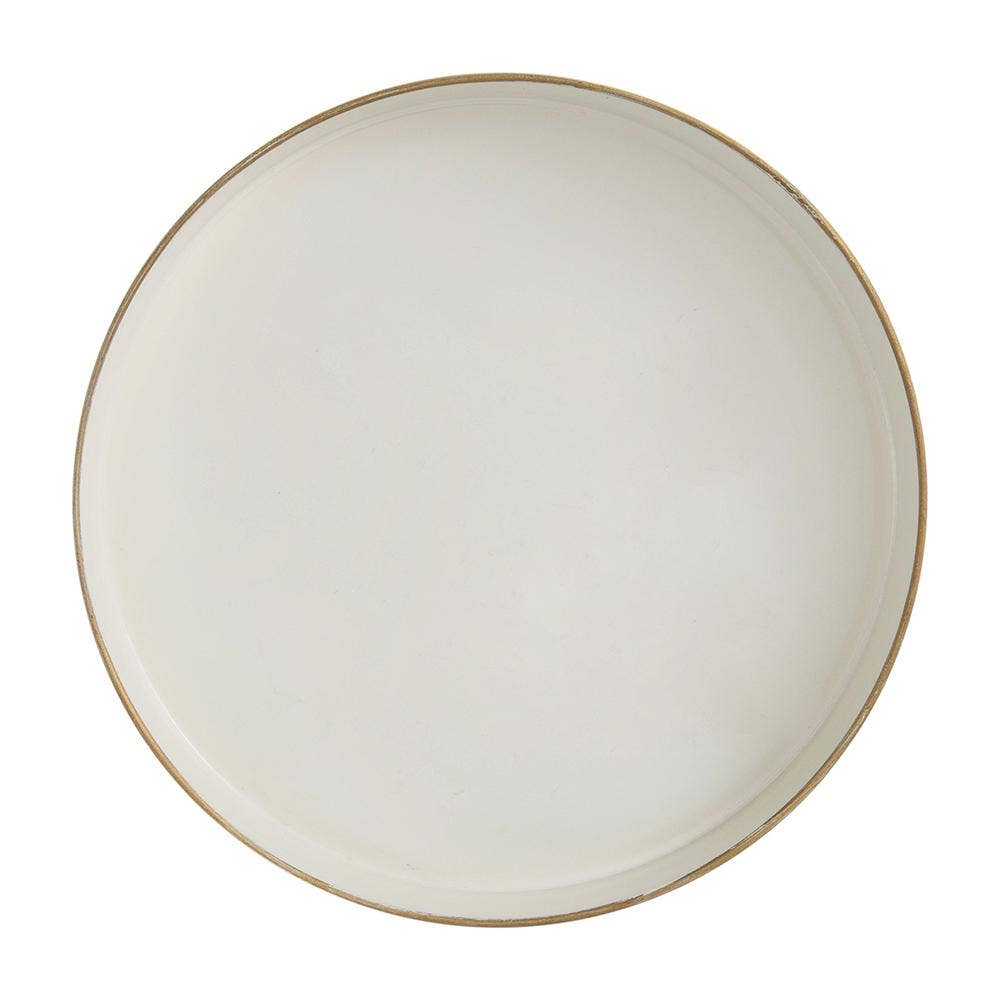 A&B Home Group Inc. - Wholesale Decorative Tray - D10" Mimosa Round Tray - White4