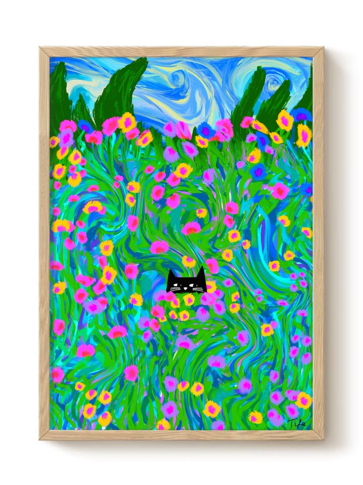 Verstoppertje Kat Print - Kat Kunst, Muurdecoratie, Leuke Cadeaus voor wholesale door The Paper Tail