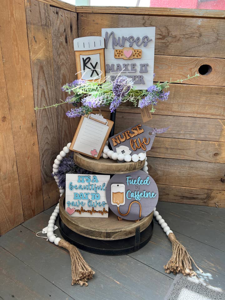 Bandeja de camada enfermeira, Kit Decor Sign Craft, bricolage, assistência médica por atacado de Rustic Home Co LLC