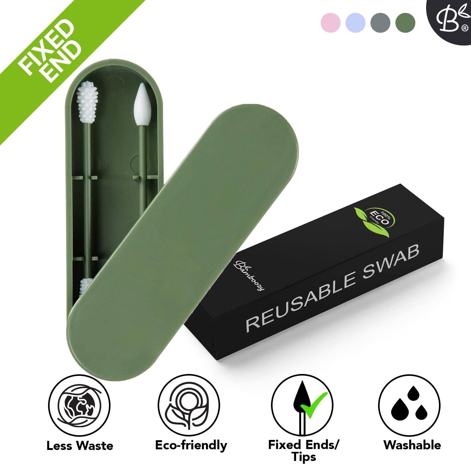 Bamboozy x Cosmeau - Vendita all'ingrosso Cotton fioc/Bastoncini cotonati - Set di 2 cotton fioc riutilizzabili con punte fisse1