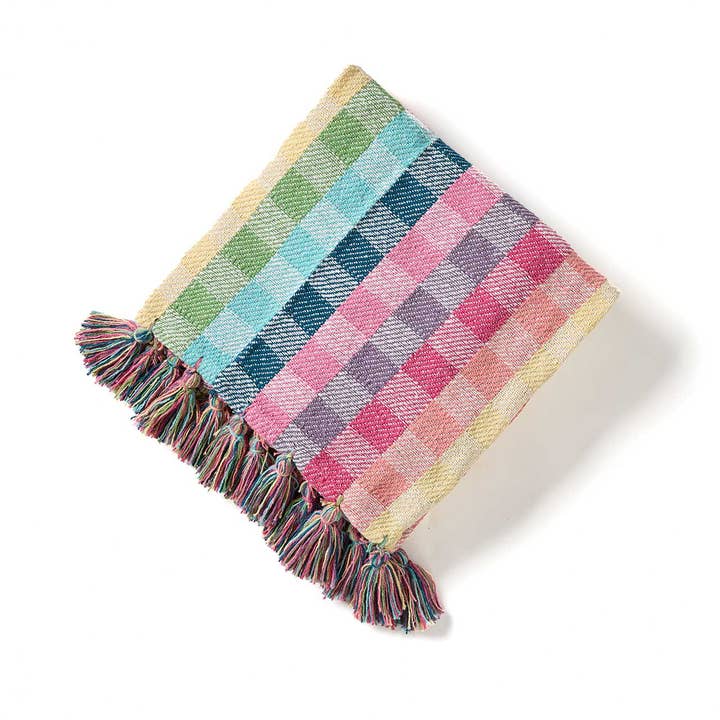 Rainbow Gingham Rethread Throw Blanket for wholesale by SERRV International