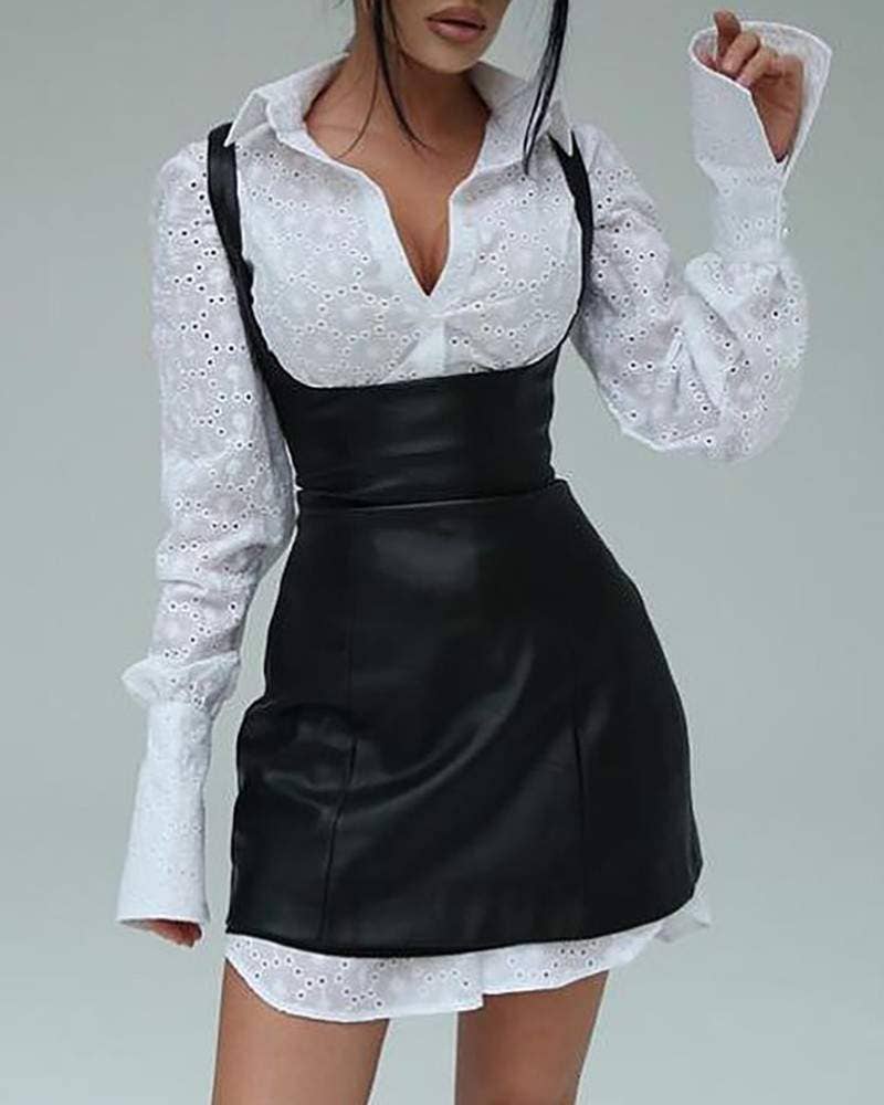 BLACK fashionable top with mini dress for wholesale on Faire0