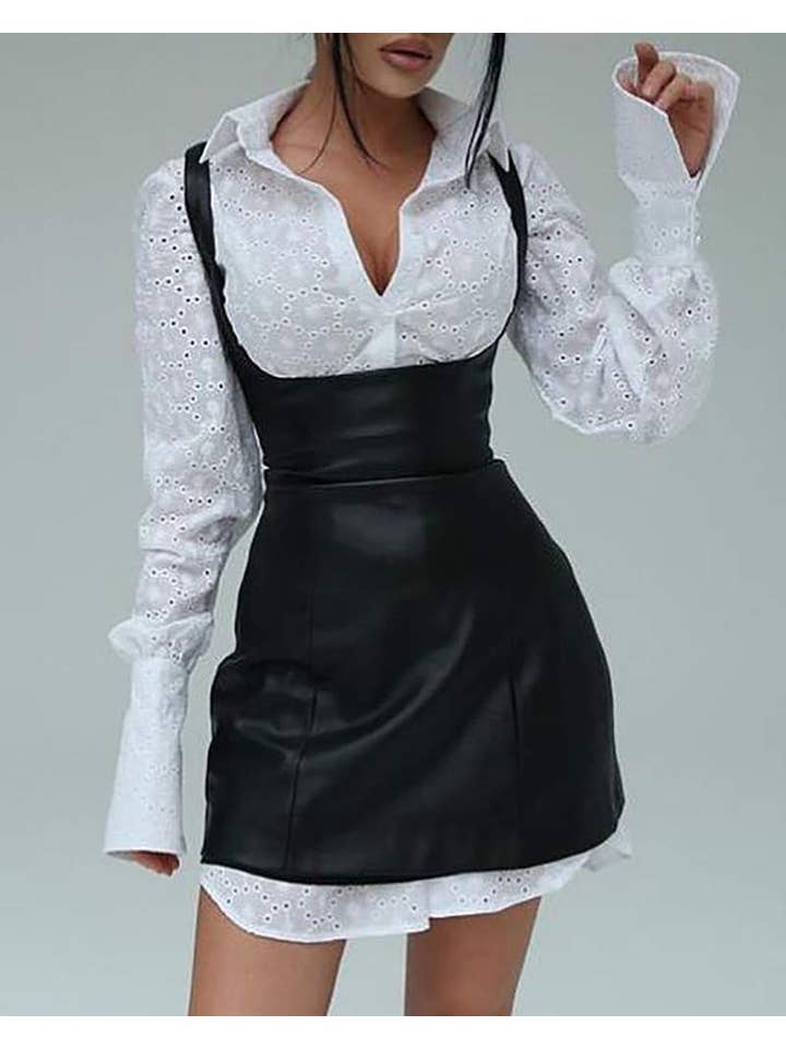 BLACK fashionable top with mini dress for wholesale on Faire