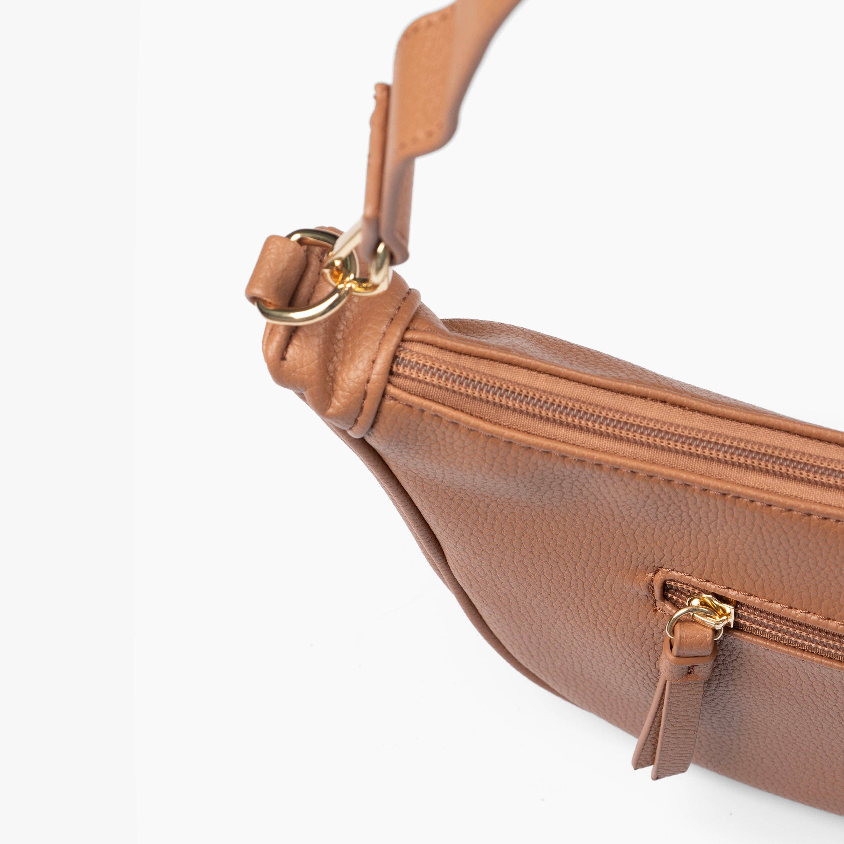 ÊTRE – wholesale Crossbody bag – Women's – Stevie Half Moon Crossbody Bag - Tan, Pebbled Faux Leather1