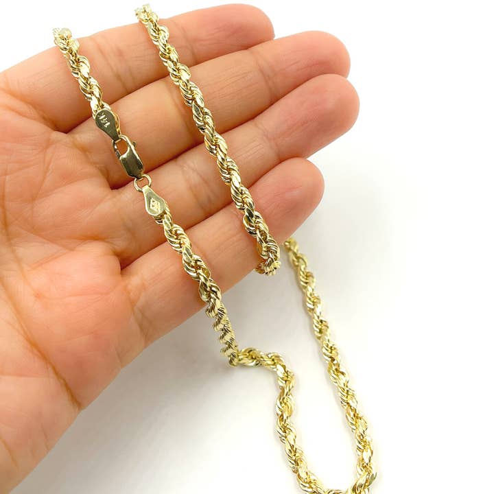 14K29. Collana a Corda in Oro Massiccio 14K per la vendita all'ingrosso da parte di Tresor Jewelry Inc.