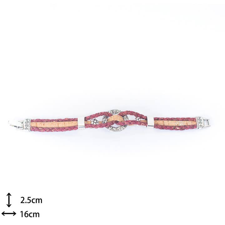 Meninas Bonitas Cork - Venta al por mayor Pulseras tejidas/trenzadas - Pulsera hecha a mano con hilo de corcho rojo natural BR-007-5