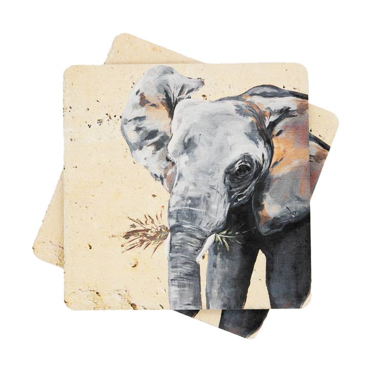 Elephant Travertine Coasters for wholesale by Mads Studio & Co.