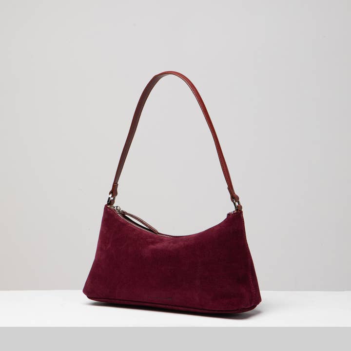 UPPDOO - Wholesale Shoulder bag – women's - Crescent Suede Shoulder Bag - Bordeaux1