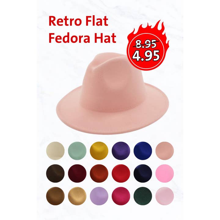 Suzie Q USA - Wholesale Fedora - Women's - Retro Flat Fedora Hat