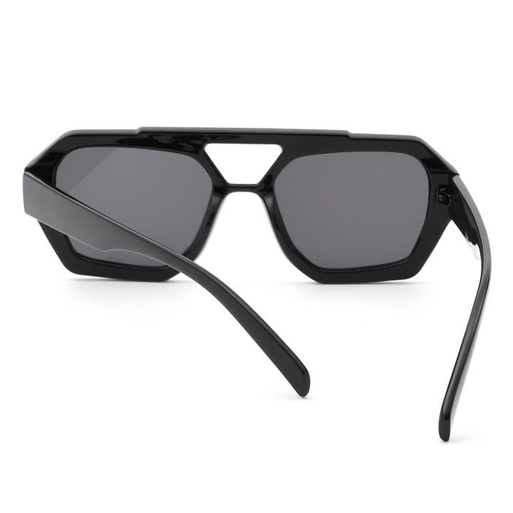 Cramilo Eyewear - Wholesale Sunglasses - Unisex - Square Brow-Bar Retro Tinted Aviator Sunglasses