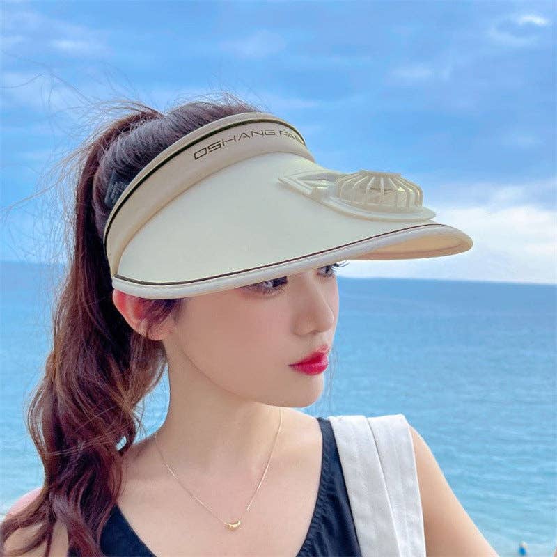 Mix & Match farver Solbeskyttelseshatte med ventilator, 3-temp-indstillinger og justerbart spænde for engroshandel på Faire17