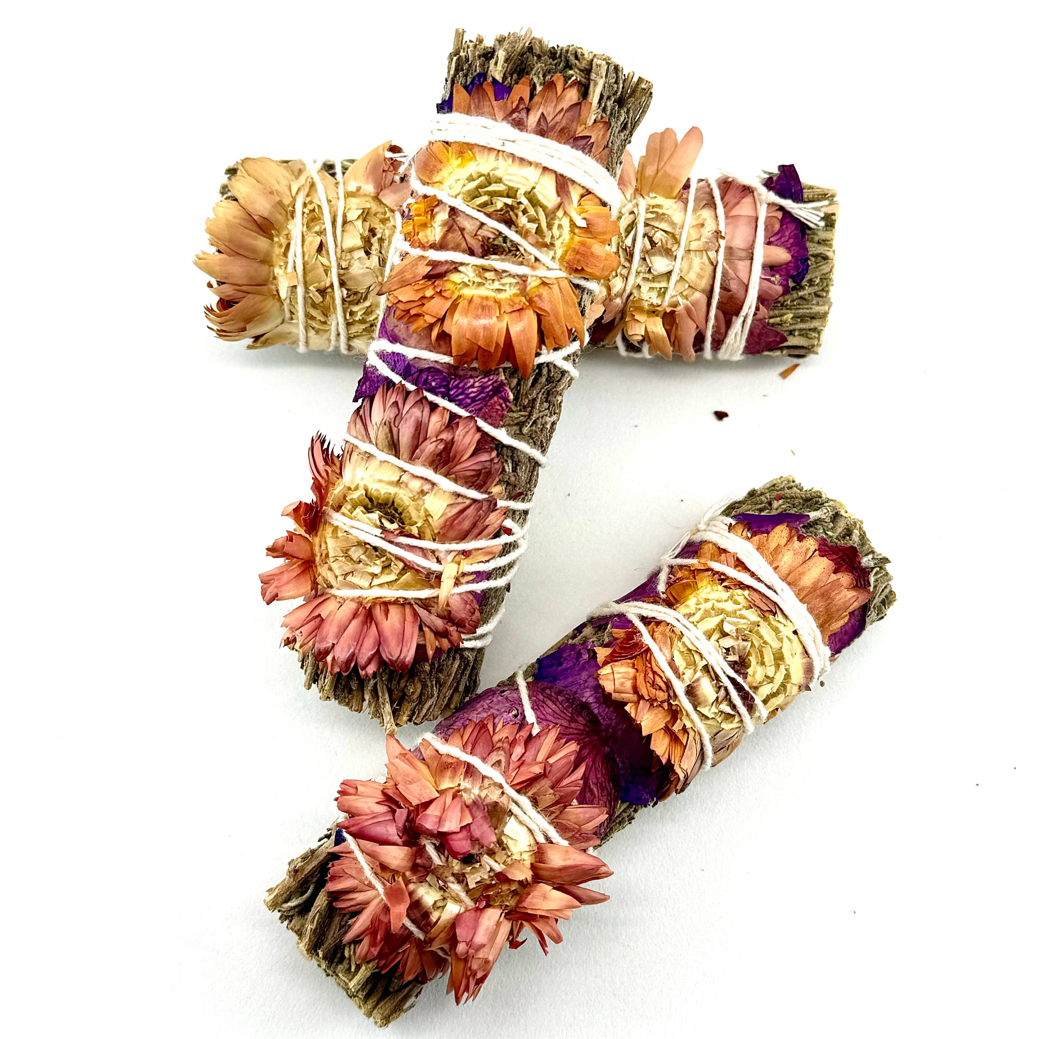 Liv Rocks - Wholesale Smudge Stick - Purple Haze Lavender Smudge Wand w/ Wildflower + Rose Petals1