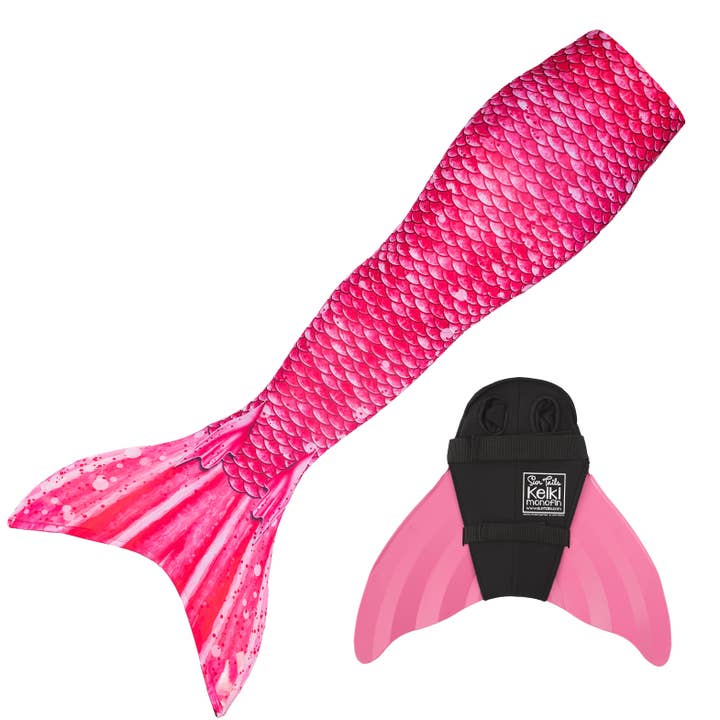 Bahama Pink Mermaid Tail + Monofin Set clothing for kids, girls, teens, and women (pool toy) for wholesale by Sun Tail Mermaid