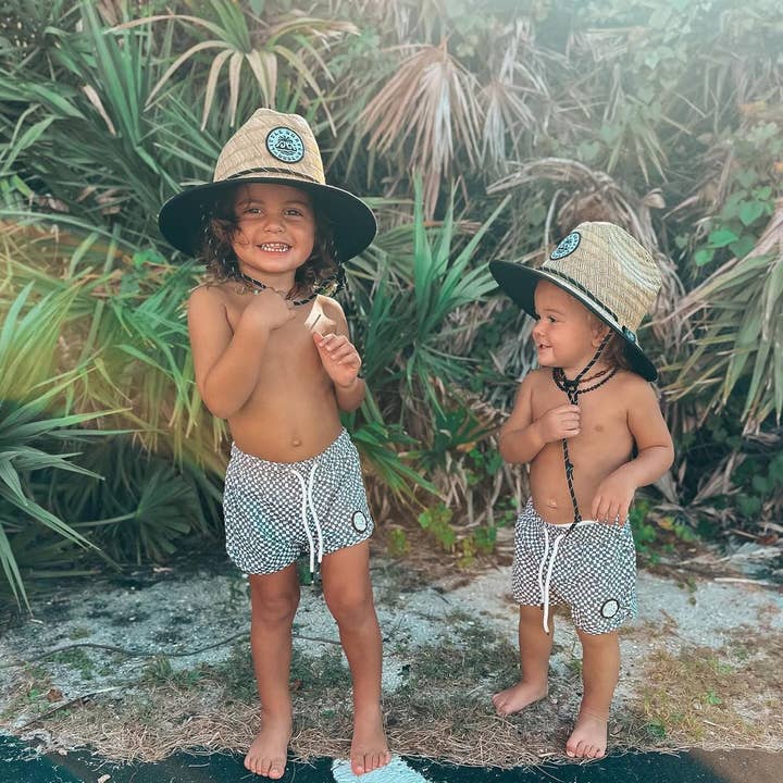 The Little Surfer Dude - Wholesale Kids Hat - Kids - Black and White Baby Straw Hat1