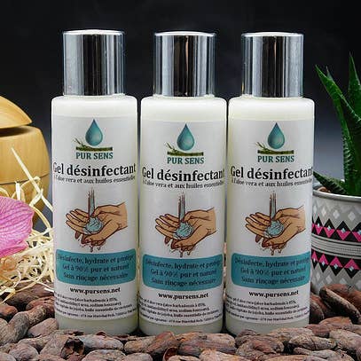 Set aus 3 Desinfektionsgelen mit Aloe Vera 3 x 100 ml für den Großhandel von PUR SENS