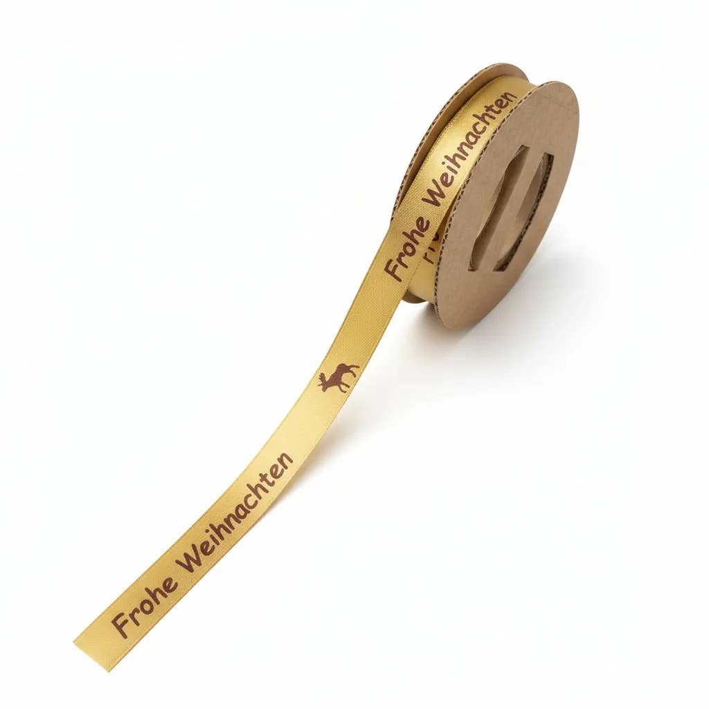 Mini Art Products - Wholesale Ribbon - Gift Wrapping - Satin Ribbon – Merry Christmas – Gold - 15mm x 20m1