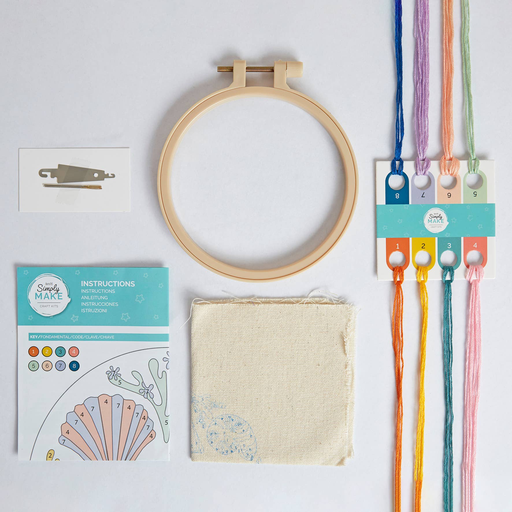 West Design Products - Wholesale Embroidery/Cross Stitch Supplies - Simply Make Embroidery By Numbers Seashells Craft Stitch Kit1