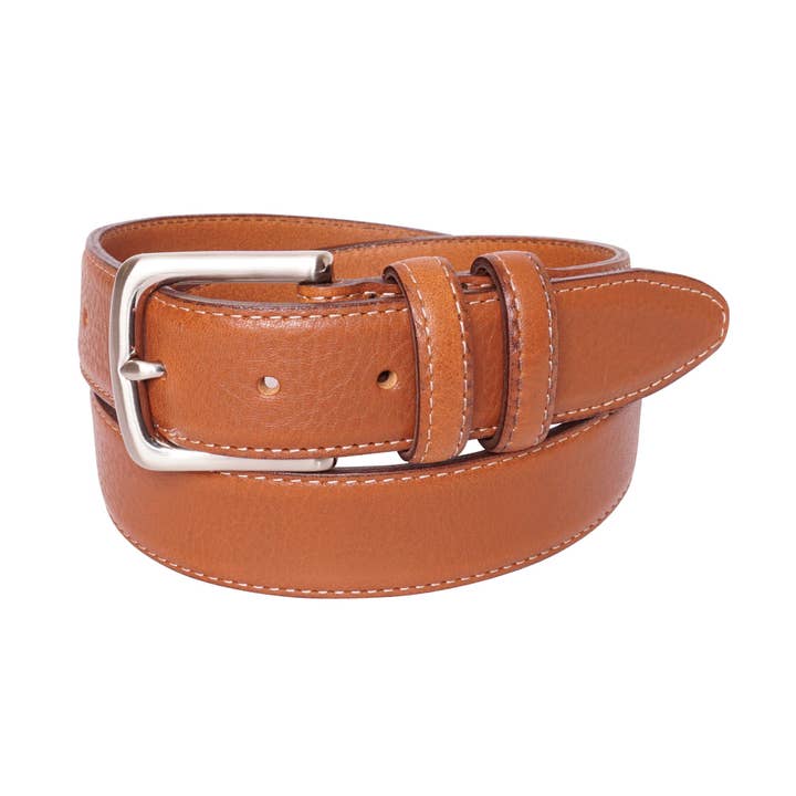 Tan Textured Leather Dress Belt for wholesale by YRI Custom Designs