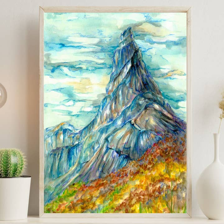 Stetind, Norvegia | Stampa artistica ad acquerello per la vendita all'ingrosso da parte di Wild Life Design Co.