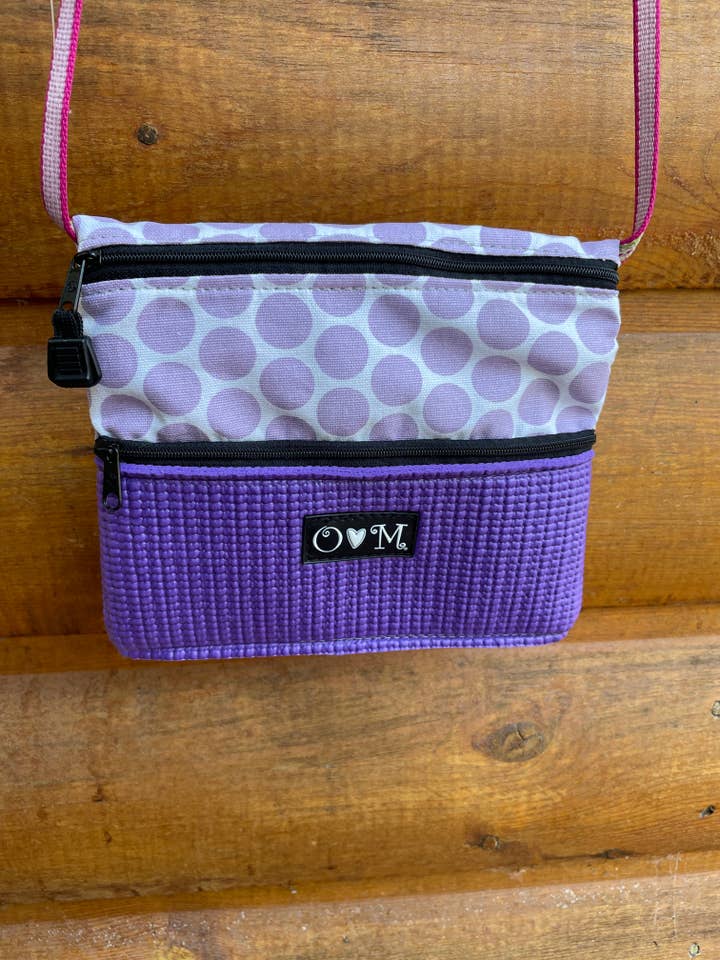3 Zip Bag Purple- Polka Dots print Fabric for wholesale by OlovesM.com