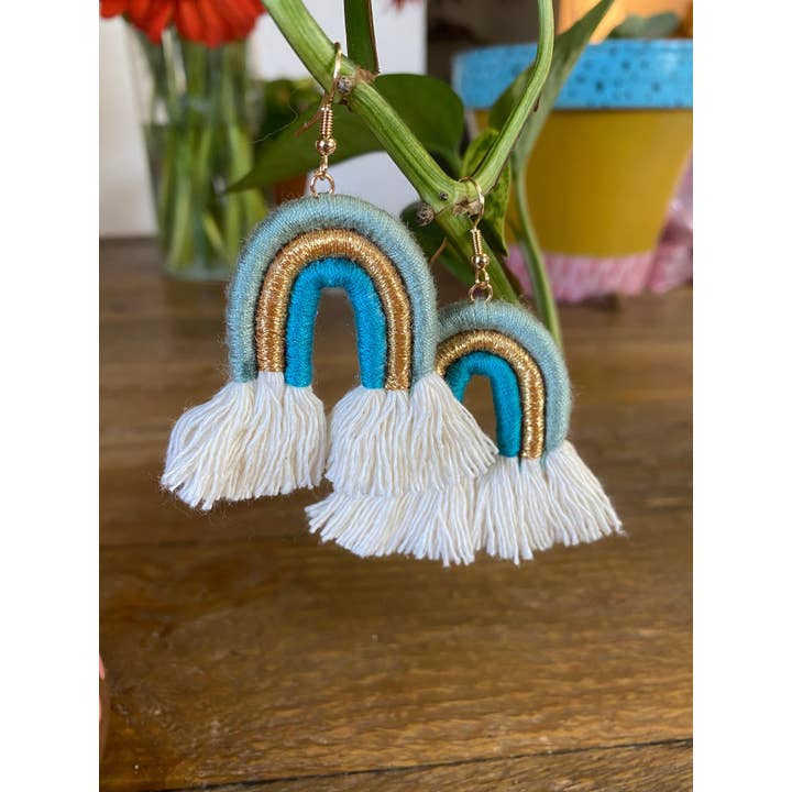 Very That - Wholesale - Cielo Rainbow Earrings (Light Blue, Gold, & Teal)1
