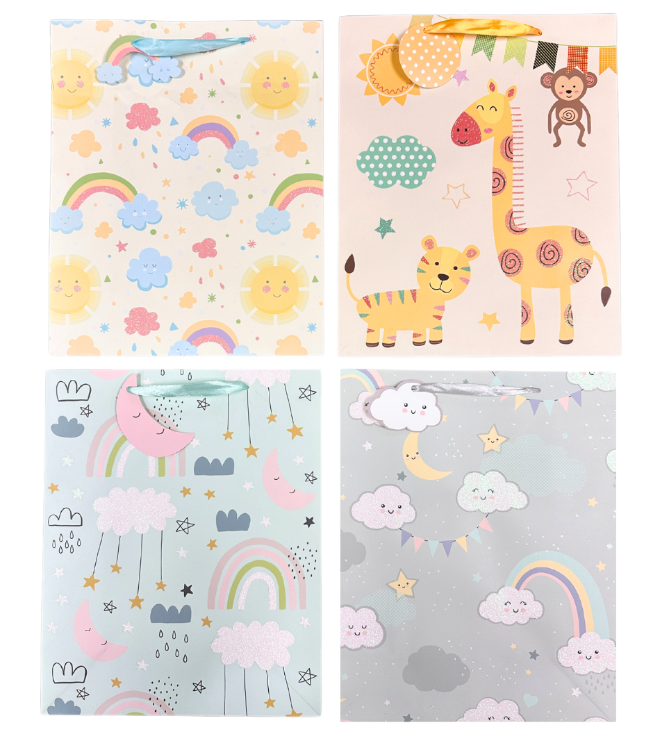 Angels Craft - Wholesale Gift Bag - Everyday Bag - Rainbows/Safari animals, glitter accents1