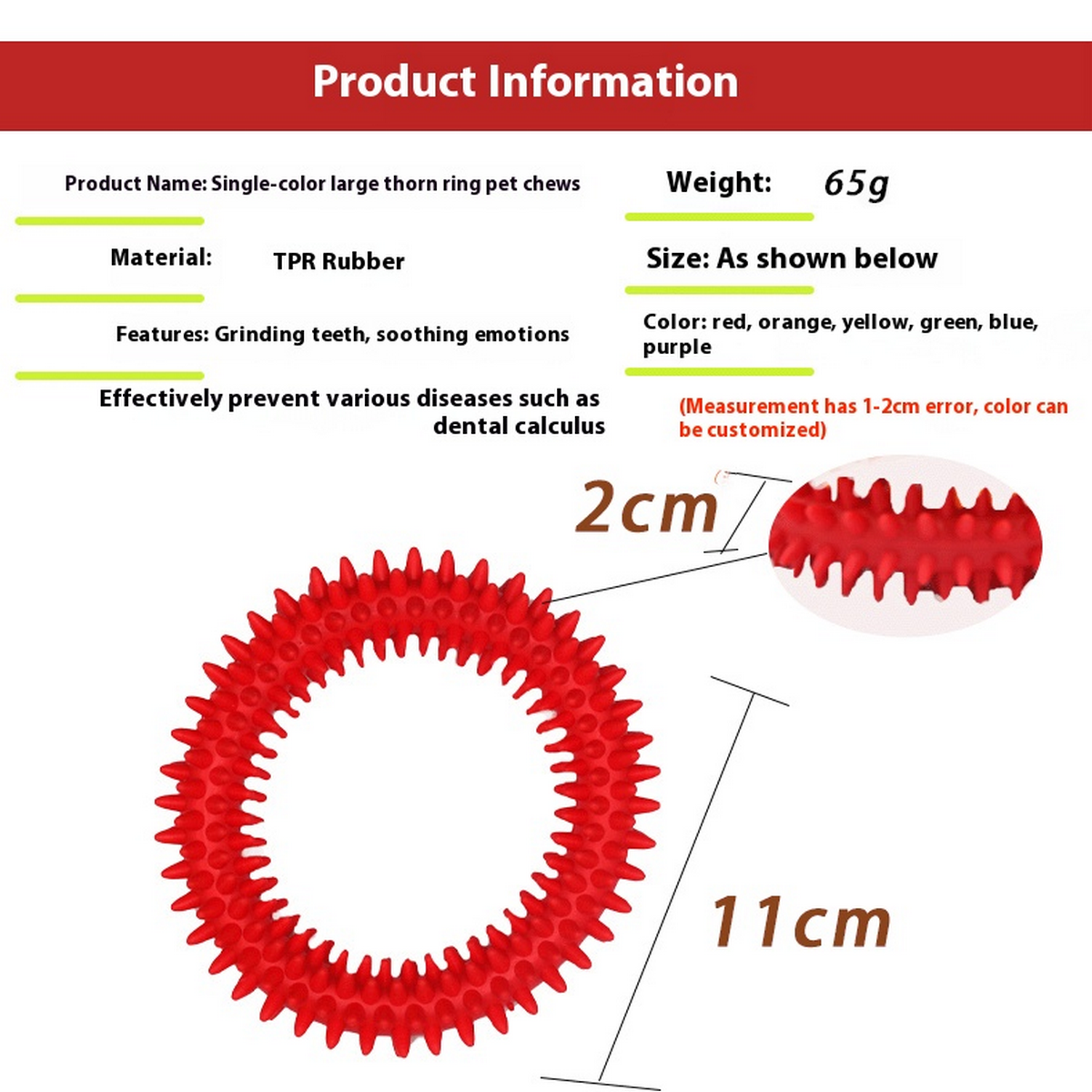 PAWPAWwholesale - Wholesale Pet Chew Toy - Dog - Durable TPR Spiked Ring - Dog Chew Toy_CWMM71914