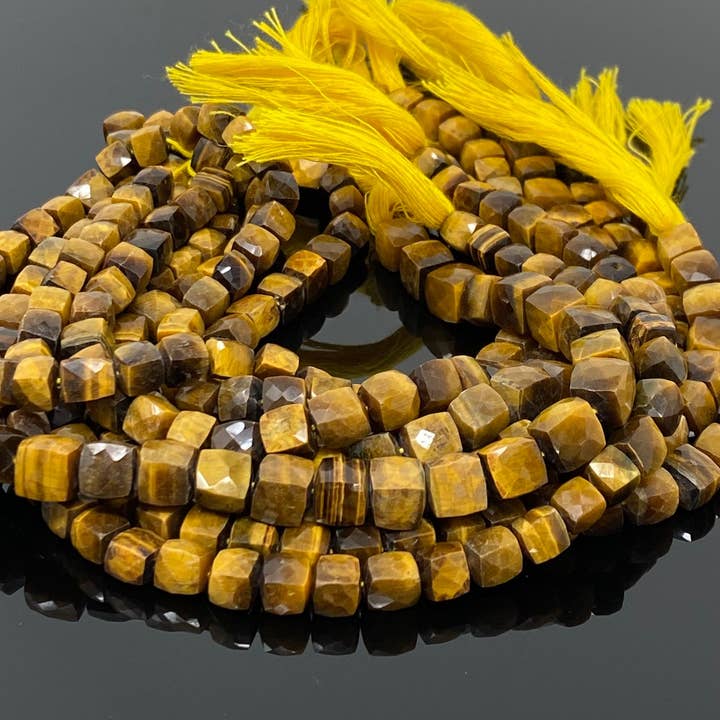Natuurlijke tijgeroog edelsteen kralen, tijgers oog facet 3D Cube Box kralen, Bulk groothandel kralen, sieraden benodigdheden, 9" streng voor wholesale door Akstar Gems