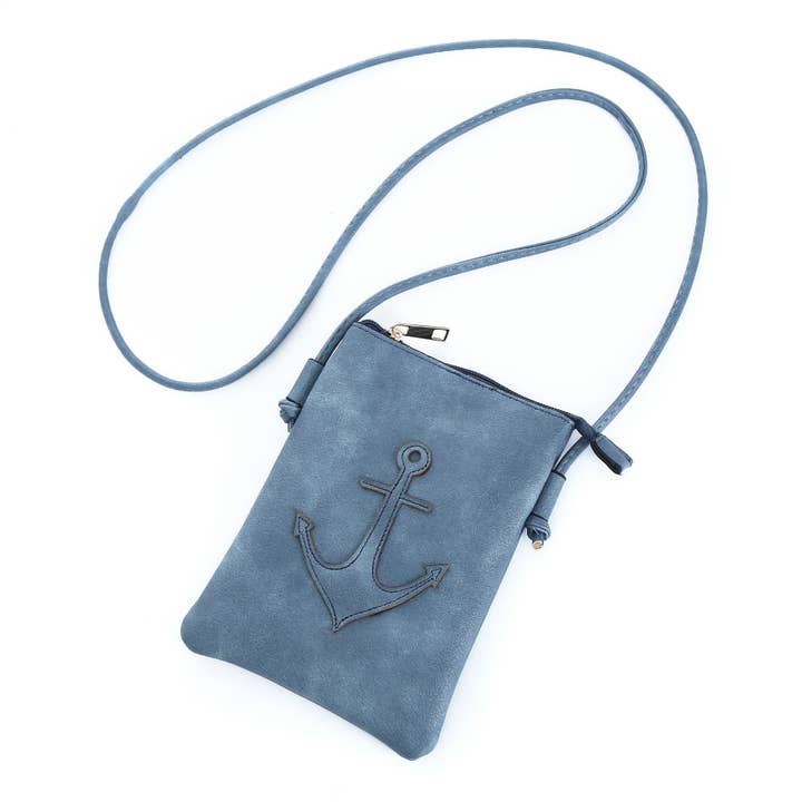 Bleu - Sac à bandoulière Big Anchor avec poche pour téléphone portable pour la vente par Shine Mark Accessories