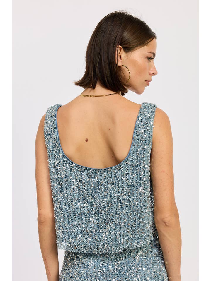 Emory Park - Wholesale Blouse - Women's - SLEEVELESS SQAURE NECK SEQUIN TOP13