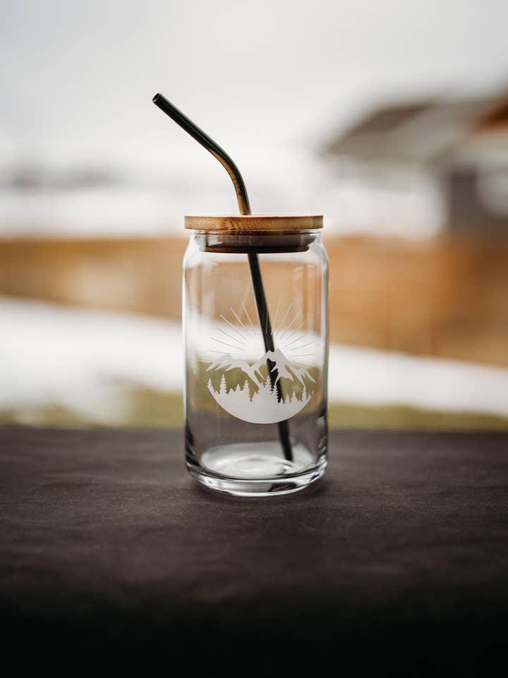 Etched Iced Coffee Glass Can, 16oz Iced Coffee Glass for wholesale by Lester Lou’s Designs