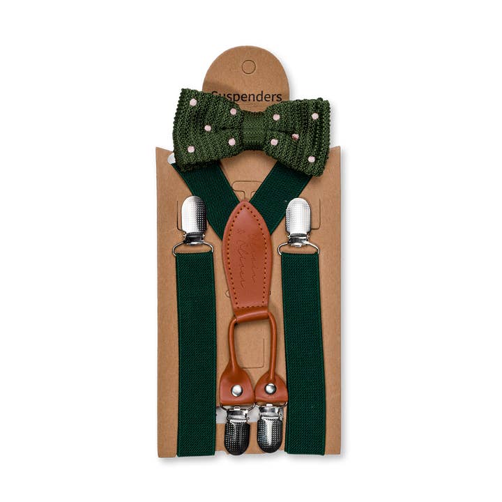 Green suspenders and bow tie for wholesale by Olivia & Oliver