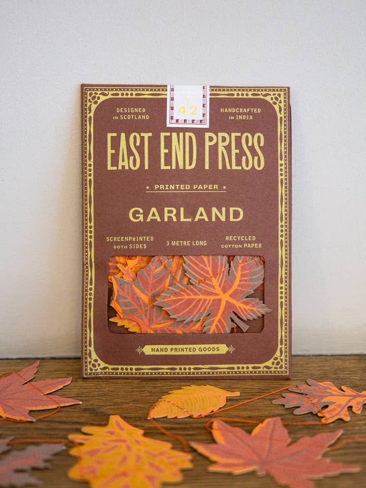 Autumn Leaves Sewn Garland for wholesale by East End Press