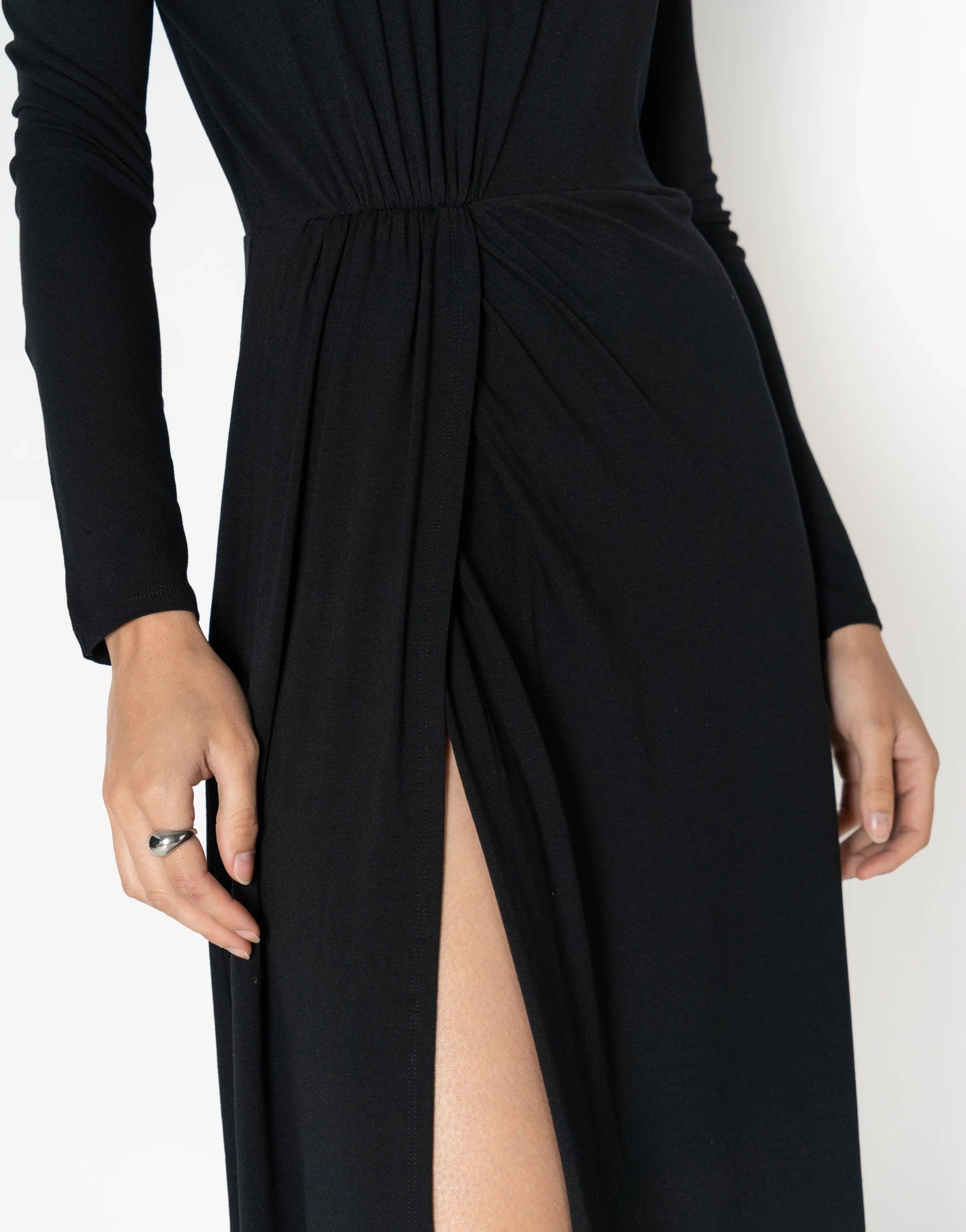 Black Side Slit Draped Dress for wholesale on Faire1