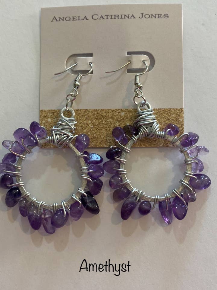 Orecchini a cerchio impreziositi con pietre semipreziose - Argento per la vendita all'ingrosso da parte di Angela Catirina Jones