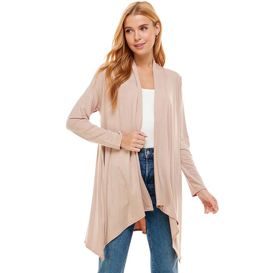 Azules Clothing – Großhandel Strickjacke – Damen – AJK-3006RS Langärmeliger Cardigan mit offenem Vorderteil und Wasserfallausschnitt48