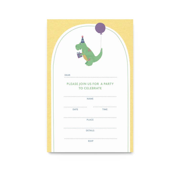 Dinosaur Party Invitation Notepad for wholesale by LOU & LUCY PAPER GOODS