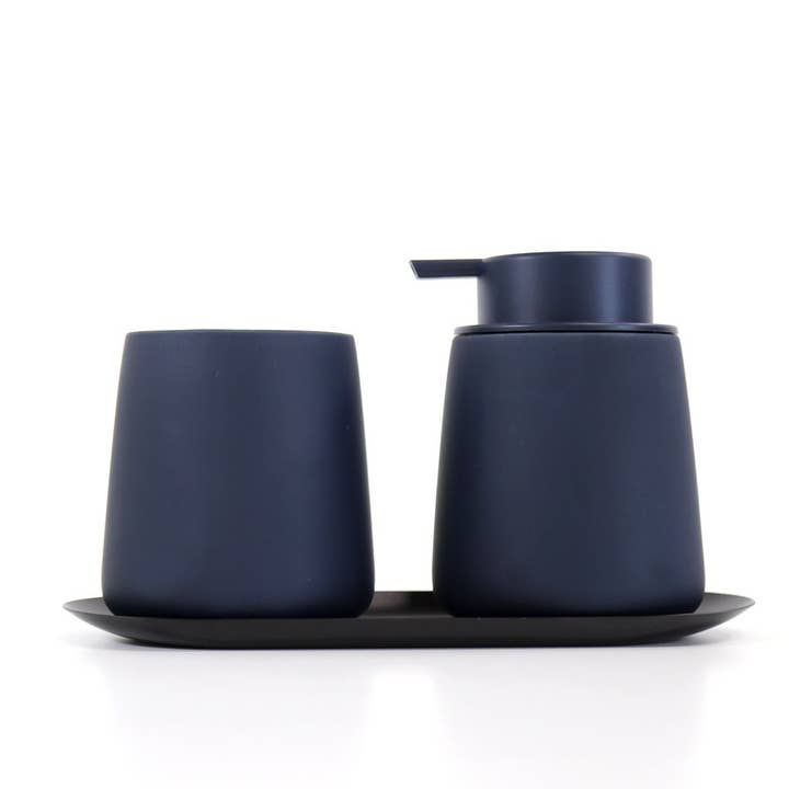 Matte Soap Dispenser Set with Metal Tray for wholesale by MMEP.