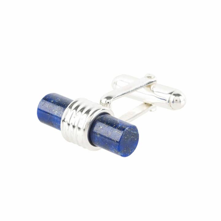 Latelita – wholesale Cufflinks – Cylindrical Cufflink Silver Blue Lapis Lazuli2