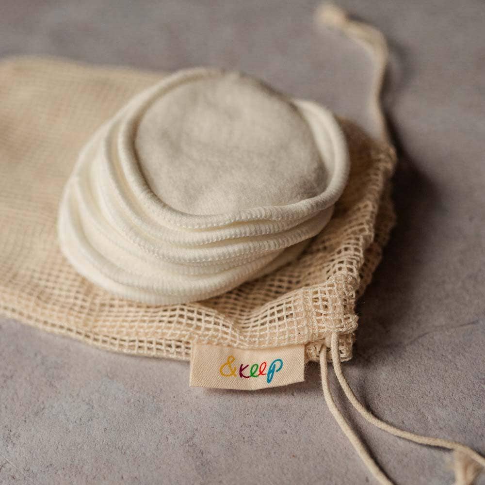 &Keep – wholesale Bomullsrondeller – 10 återanvändbara mjuka sminkpads i bambu och bomull med bomulls-påse3