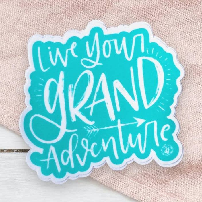 Autocollant « Vivez votre grande aventure » pour la vente par Joyful Juniper Creative
