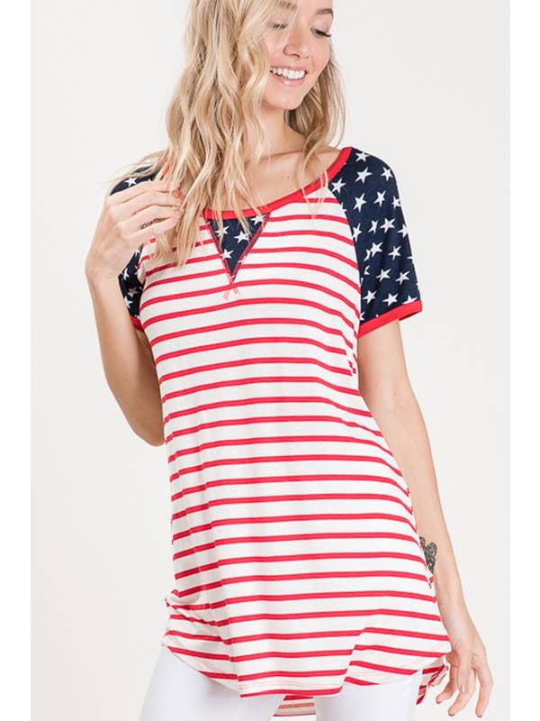 HEIMISH - Vente T-shirt – femme - TOP À RAYURES ET ÉTOILES ST1274-124