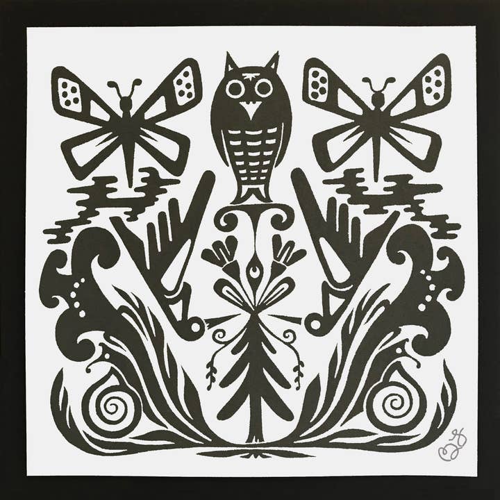 Owl silkscreen print for wholesale by Morning Paper dot Design