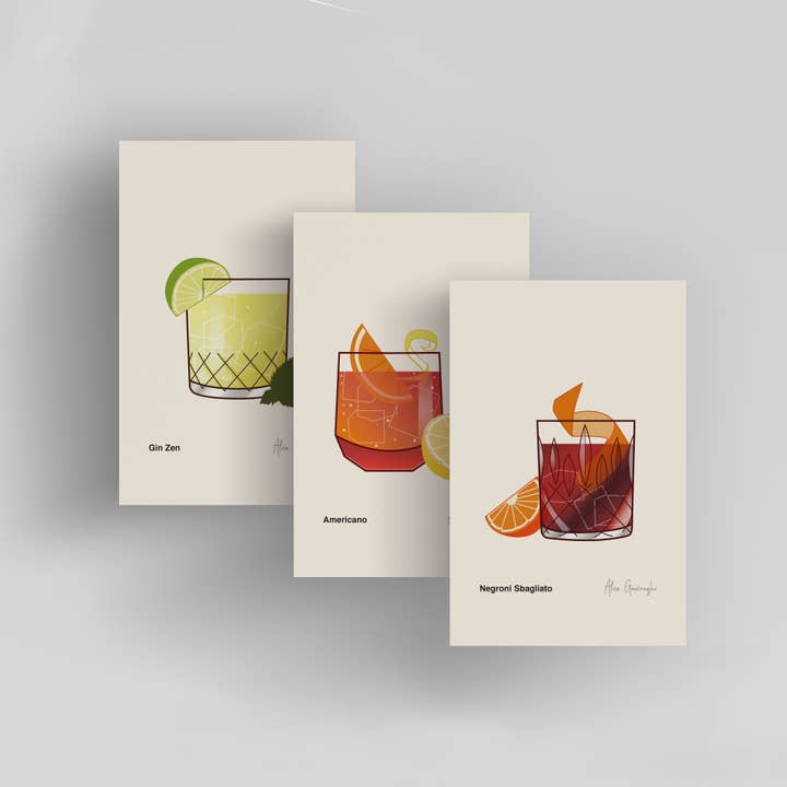 Addvent Italy - Wholesale Art Print - 9 Cocktails invented in Milan/Small Art Prints7