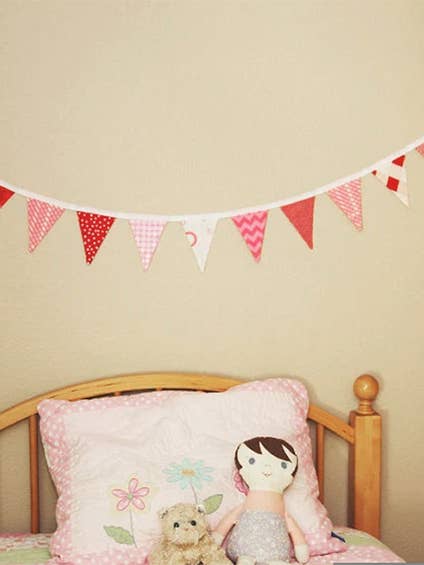 Bunting. Love theme. Party banner, fabric. RED-PINK decor for wholesale by edeenut